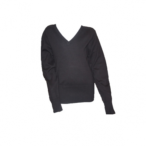 Girls v-neck jumper (Black) | Cat Ballou