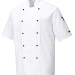 chefs pop button jacket white